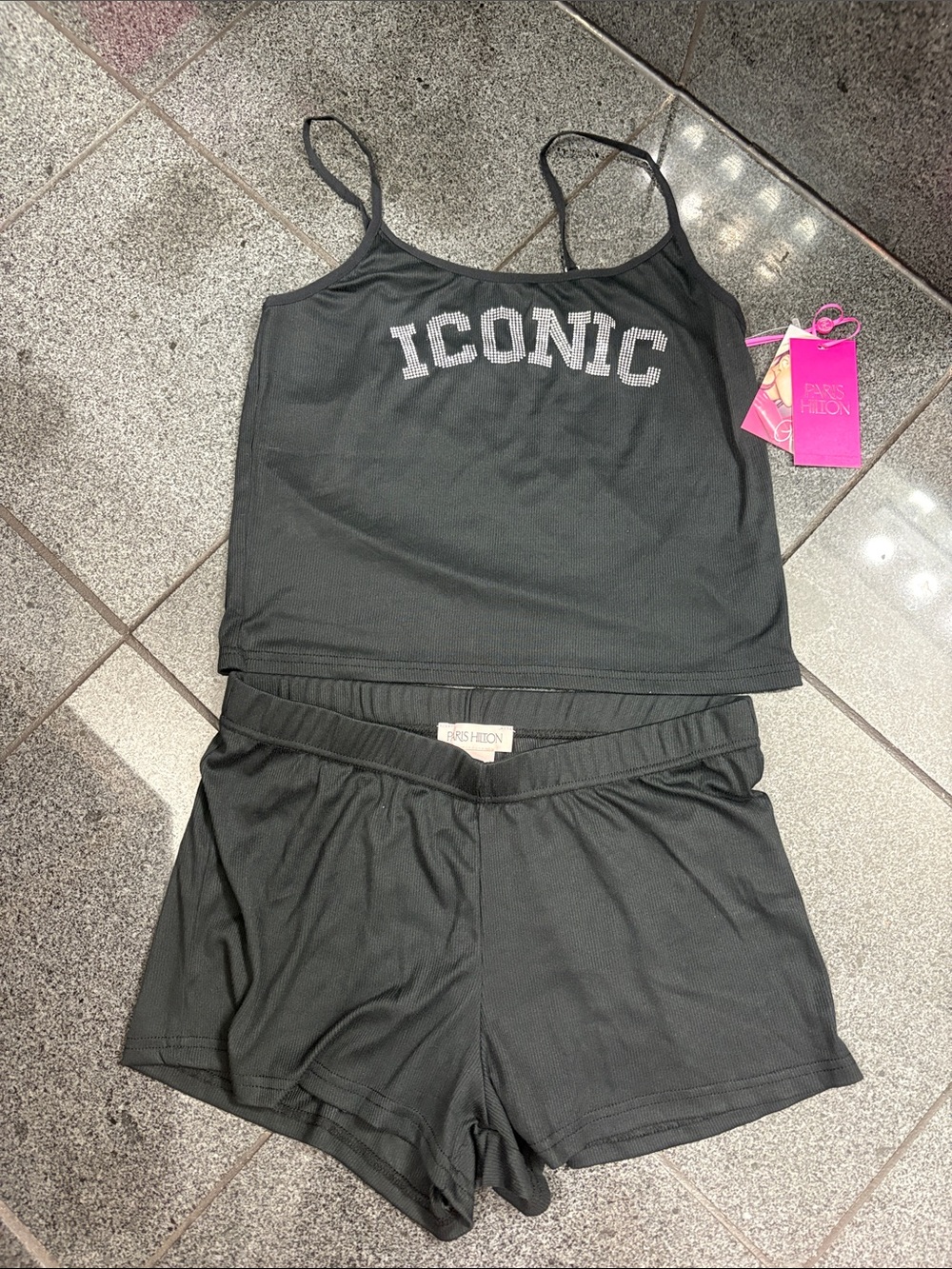 Paris Hilton Black ICONIC Cami & Shorts Sleep Set